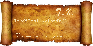 Takácsi Kristóf névjegykártya